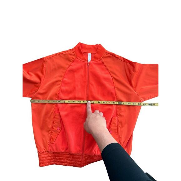 Athleta Women's Orange Zion Microfleece Full Zip Bomber Jacket Size Small - Picture 7 of 9